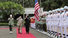 Prabowo Subianto saat menerima Kunjungan Kehormatan Komandan Usindopacom. (Dok. Kementerian Pertahanan RI)