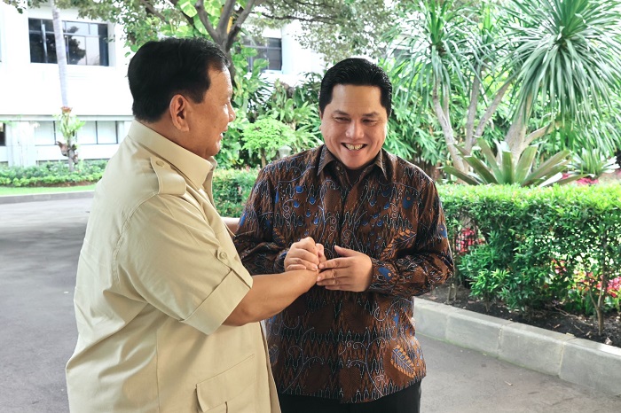 Menteri Pertahanan Prabowo Subianto dan Menteri BUMN Erick Thohir. (Dok. Tim Media Prabowo Subianto)