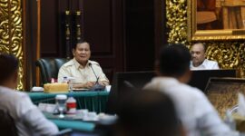 Menteri Pertahanan Prabowo Subianto menerima kedatangan BPP HIPMI di Kementerian Pertahanan. (Dok. Tim Media Prabowo Subianto)