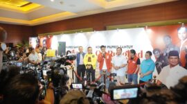 Capres Koalisi Indonesia Maju Prabowo Subianto menghadiri deklarasi Partai Solidaritas Indonesia (PSI) untuk dukungannya pada Pilpres 2024 mendatang. (Dok. TIm Media Prabowo Subianto)
