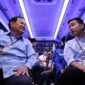 Pasangan Calon Presiden dan Wakil Presiden Koalisi Indonesia Maju Prabowo-Gibran menggunakan bus listrik. (Dok. TKN Prabowo Gibran)