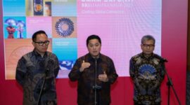 Menteri BUMN Erick Thohir pada acara pembukaan UMKM EXPO(RT) BRILIANPRENEUR 2023, yang merupakan rangkaian dari HUT ke-128 BRI di Jakarta Convention Center, 7 Desember 2023. (Dok. BRI)
