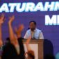 Capres nomor urut dua yang juga Ketua Dewan Induk Koperasi Unit Desa (Inkud) Prabowo Subianto acara seminar nasional koperasi Mitra Digital Sejahtera (MDS Coop) di Desa Cinangka, Purwakarta. (Dok. Tim Media Prabowo)
