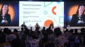 Research Affiliate at Harvard University Beatriz Armendariz saat berbicara pada BRI Microfinance Outlook 2024 di Jakarta, 7 Maret 2024. (Dok. BRI)