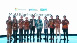 BRI menandatangani kemitraan strategis dengan Microsoft guna mendorong pengembangan pemanfaatan kecerdasan buatan/articiaial intelligence (AI). (Dok. BRI)