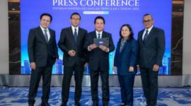Press Conference Kinerja Keuangan BRI Triwulan I 2025 oleh Direktur Utama BRI Hery Gunardi, dan dihadiri oleh Direktur Finance & Strategy BRI Viviana Dyah Ayu, Direktur Manajemen Risiko BRI Mucharom, Direktur Micro BRI Akhmad Purwakajaya, dan Direktur Network & Retail Funding BRI Aquarius Rudianto. (Dok. BRI)