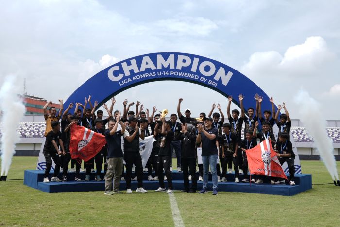 Tim Babek SS berhasil mengukuhkan diri sebagai Juara 1 Liga Kompas U-14 Powered by BRI 2024/2025. (Dok. BRI)