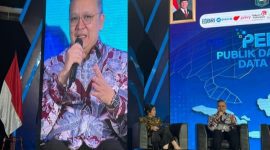 Direktur Operations BRI Hakim Putratama dalam acara Satu Data Untuk Semua: Summit Data Kependudukan Semester I 2025 di Auditorium Menara Bank Mega, Jakarta Selatan, Kamis (28/8/2025).
