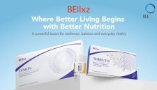 BElixz product line featuring SHIRUTO, LIVCORE, and I-VXION against a light blue background with the tagline "Where Better Living Begins with Better Nutrition"